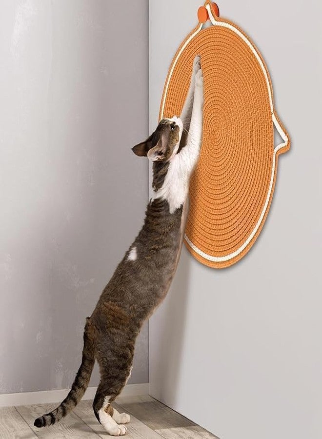 Bitrexup Cat Scratcher Mat with Cat Ball Toy, 17" Size Natural Cotton Rope Scratcher Pad for Indoor Cats, Cat Furniture Protector for Wall, Carpets, Hand Washable Multicolour - Image 4